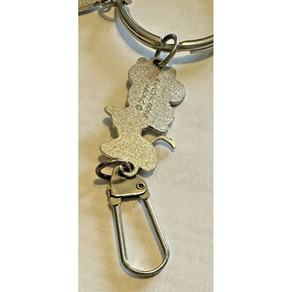 Disney Characters Keychain Metal & Enamel Mickey Head Split Ring w 3 Characters